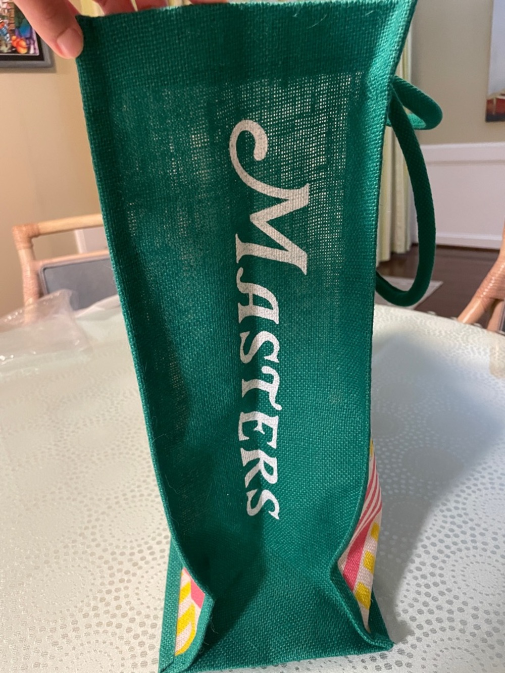 Masters Striped Canvas Tote in Green, Yellow, Pink & Blue - Picture 5 of 5